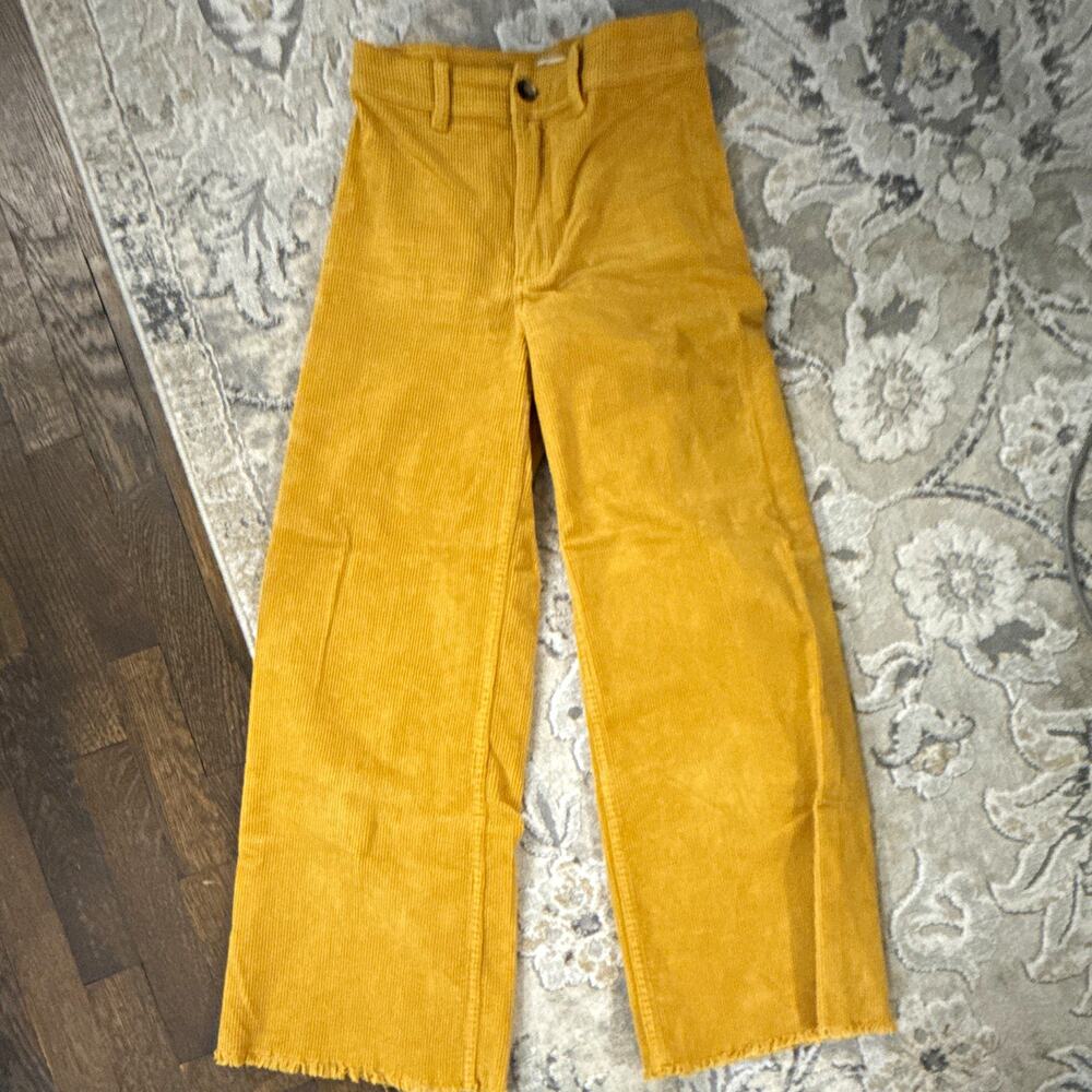 Billabong Women’s Yellow Corduroy Straight-Leg Flat-Front Pants Size 26